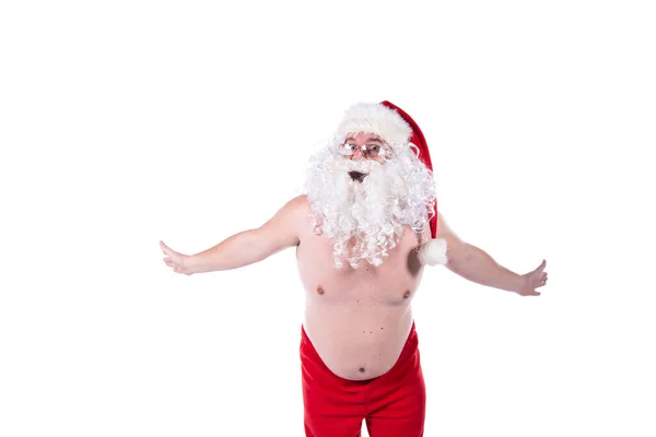 Reklama Praca Święty Mikołaj Białe Tło — Zdjęcie stockowe