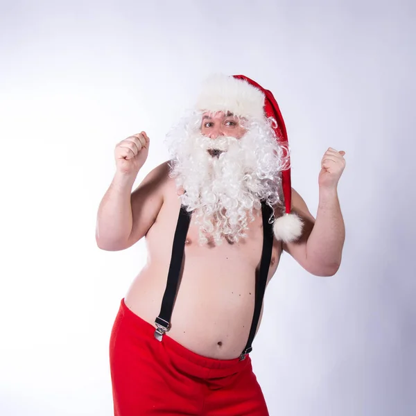 Фитнес Здоровый Образ Жизни Смешной Санта Клаус — стоковое фото