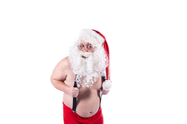 Fitness Estilo Vida Saudável Pai Natal Engraçado — Fotografia de Stock