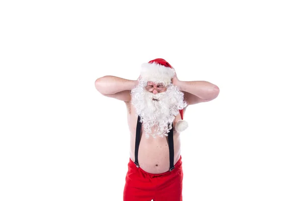 Advertising Work Santa Claus White Background — Stock Photo, Image