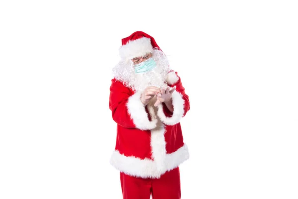 Nemoc Nachlazení Santa Claus Bílé Pozadí — Stock fotografie