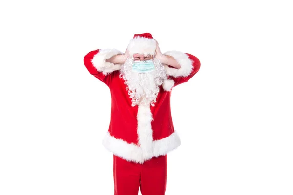 Malattie Raffreddori Babbo Natale Fondo Bianco — Foto Stock