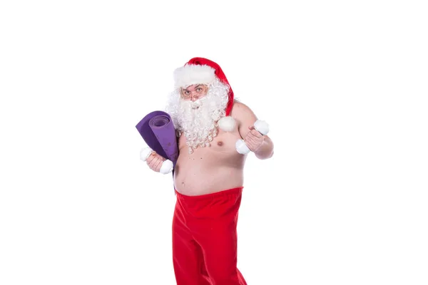 Fitness Estilo Vida Saudável Pai Natal Engraçado — Fotografia de Stock