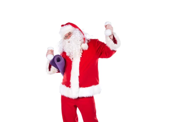 Фитнес Здоровый Образ Жизни Смешной Санта Клаус — стоковое фото