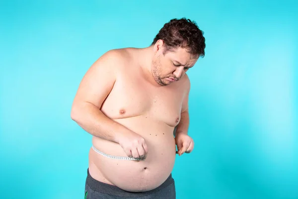 Grappige Dikzak Dieet Gelukkige Man Met Stokbrood — Stockfoto