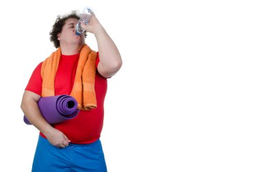 Diyet yapan şişman adam.