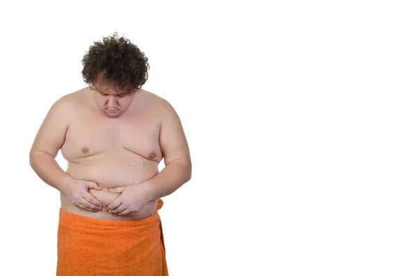 Homem Gordo Uma Dieta — Fotografia de Stock
