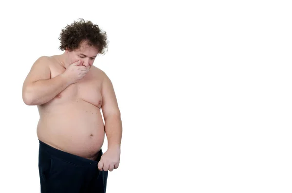 Homem Gordo Uma Dieta — Fotografia de Stock