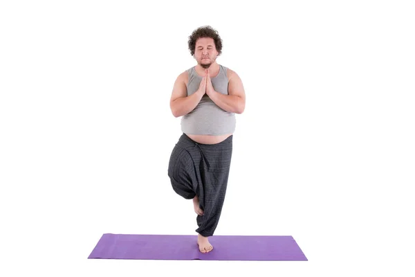 Divertente Yoga Grasso Uomo — Foto Stock