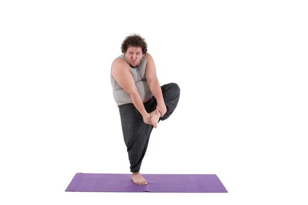 Divertente Yoga Grasso Uomo — Foto Stock