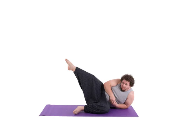 Divertente Yoga Grasso Uomo — Foto Stock