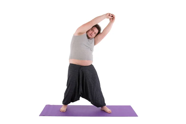 Lustiges Yoga Und Fetter Mann — Stockfoto