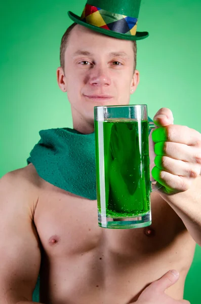 Saint Patrick Heeft Plezier Ierland Traditioneel Sexy Grappige Man — Stockfoto