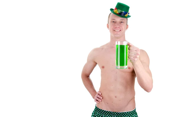 Saint Patrick Heeft Plezier Ierland Traditioneel Sexy Grappige Man — Stockfoto
