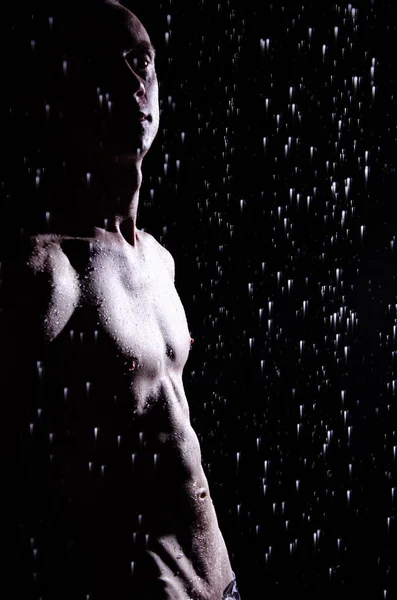 Handsome Young Man Shower Dripping Wet Royalty Free Stock Images
