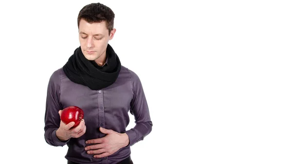 Lustiger Schöner Mann Mit Laptop Weißer Hintergrund — Stockfoto