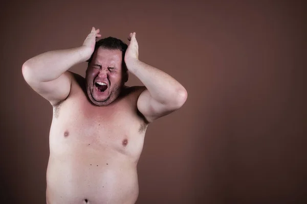 Esportes Estilo Vida Saudável Engraçado Homem Gordo Entra Para Esportes — Fotografia de Stock