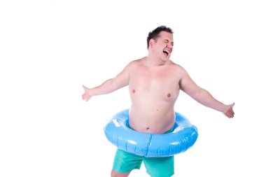 Komik şişman adam ve tatiller. Deniz tatili.