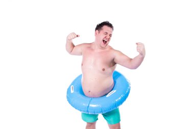 Komik şişman adam ve tatiller. Deniz tatili.