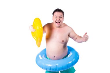 Komik şişman adam ve tatiller. Deniz tatili.