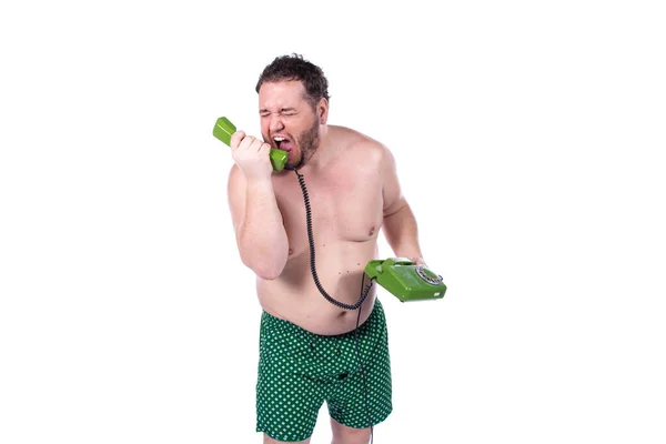 Hombre Gordo Divertido Dieta Estilo Vida Saludable — Foto de Stock