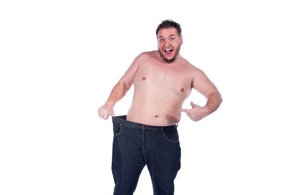 Hombre Gordo Divertido Dieta Estilo Vida Saludable — Foto de Stock