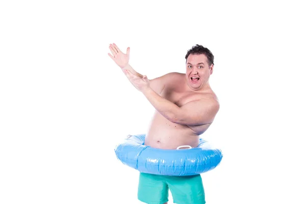 Funny Fat Man Holidays Sea Vacation — Stock Photo, Image