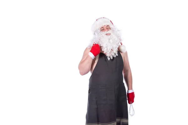 Funny Santa Claus Está Preparando Cena —  Fotos de Stock