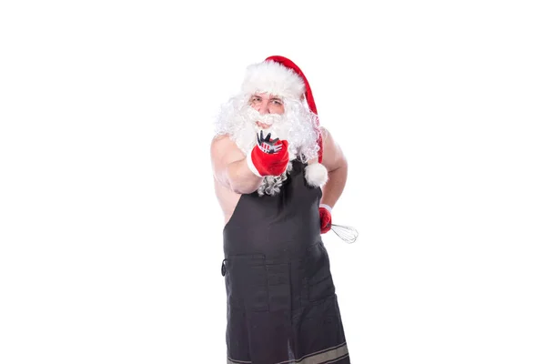 Funny Santa Claus Preparing Dinner — Stock Photo, Image