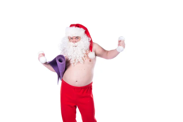Święty Mikołaj Jest Zaangażowany Fitness — Zdjęcie stockowe
