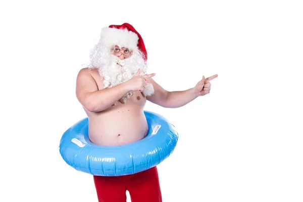 Descansa Funny Santa Claus Con Anillo Goma —  Fotos de Stock