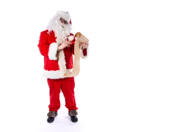 Αστείος Άγιος Βασίλης Μια Λίστα Από Δώρα — Φωτογραφία Αρχείου