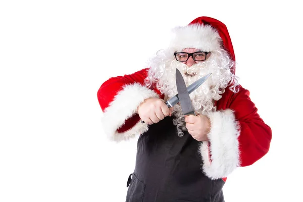 Забавный Санта Клаус Готовит Ужин — стоковое фото