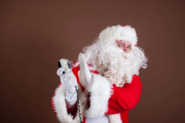 Funny Santa Claus Shaves Electric Razor — Stock Photo, Image