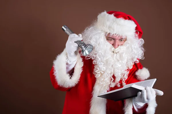 Detective Santa Claus Flashlight — Stock Photo, Image