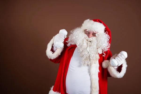 Sport Zdrowy Styl Życia Śmieszny Święty Mikołaj — Zdjęcie stockowe
