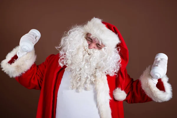 Спорт Здоровый Образ Жизни Смешной Санта Клаус — стоковое фото