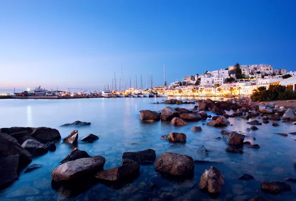 Naxos på natten lång exponering. Grekland. — Stockfoto