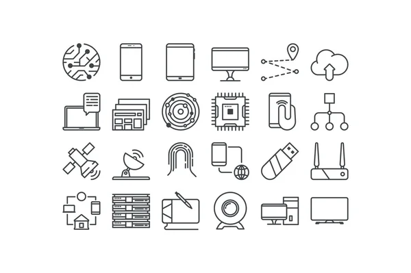 Set de iconos de tecnología inalámbrica.Line art. vector de stock . — Vector de stock