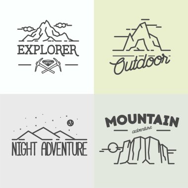 Vektör dağlar etiket kümesi.