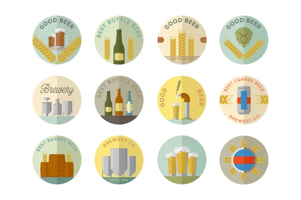 Badges de bière plats vectoriels . — Image vectorielle