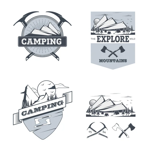 Camping and outdoor activity logos. Stock vector. — Stock Vector