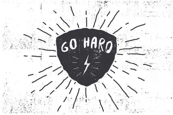 Monochrom Hipster Vintage Label-Go Hard.Star platzt. — Stockvektor