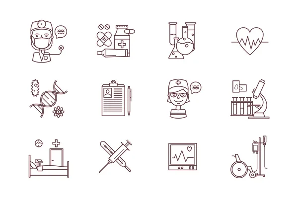 Medical icons, thin line style, flat design — Stock Vector