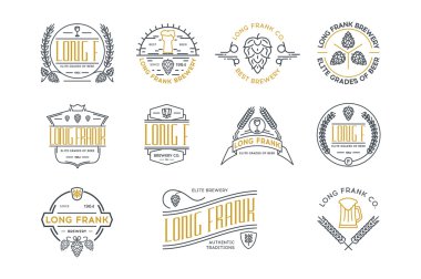 Retro vintage bira etiket ve logo şablonlar. Hisse senedi vektör.