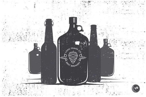 Vintage zanaat bira şişe bira rozetleri kümesi — Stok Vektör