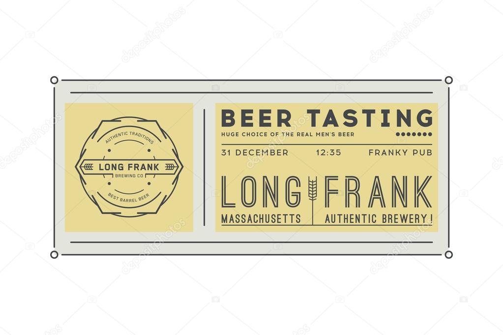 Vintage color invitation card template. Logo of brewery.