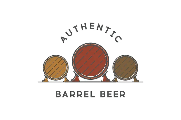 Linea logo birra. Autentica birra al barile. Vettore di stock . — Vettoriale Stock