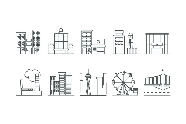 Conjunto de iconos de construcción. Arte de línea. vector de stock . — Vector de stock