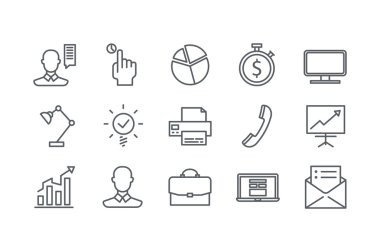 Office simgeler. Hat sanatı. Hisse senedi vektör.